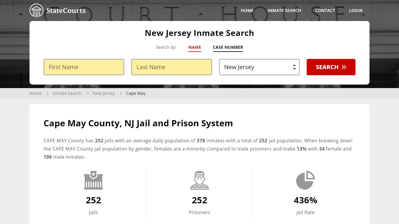 Cape May County, NJ Inmate Search - StateCourts